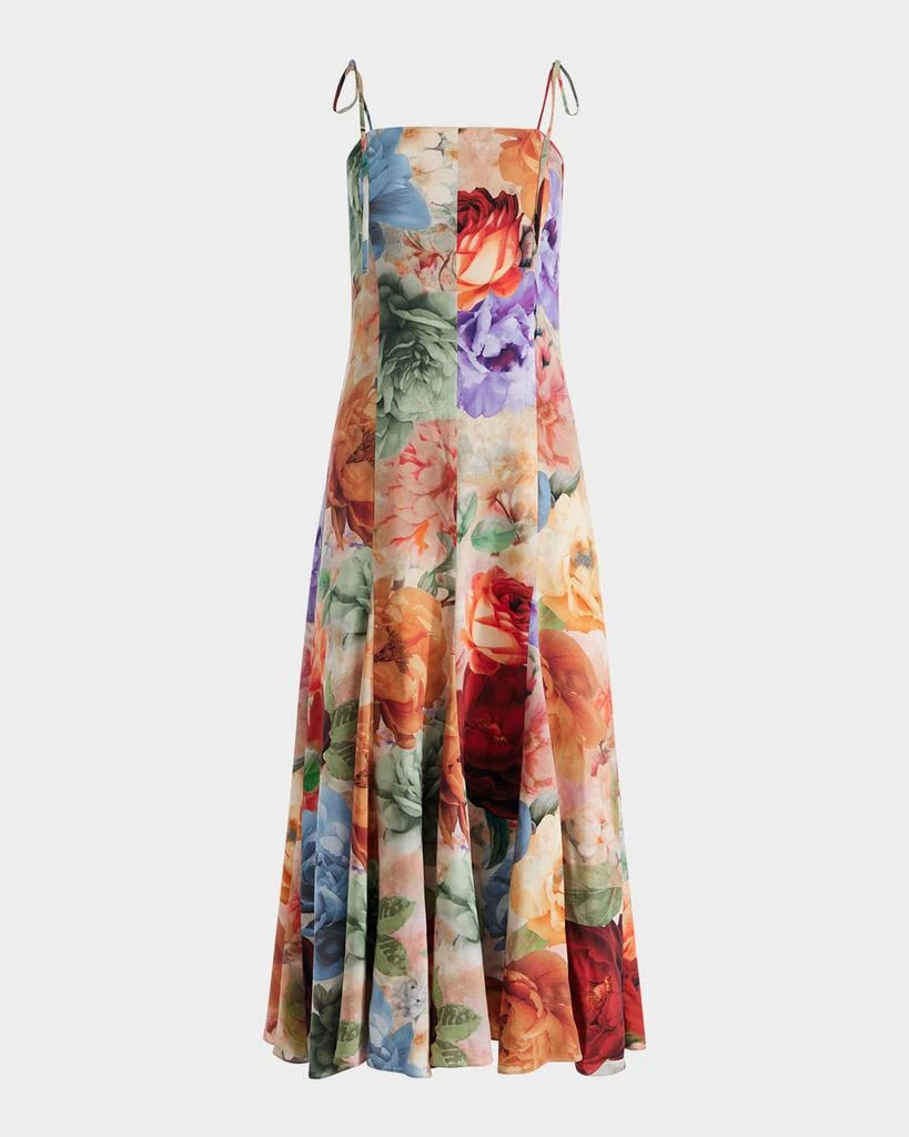 Alice + Olivia Jeanette Tie-Shoulder Paneled Midi Dress 1