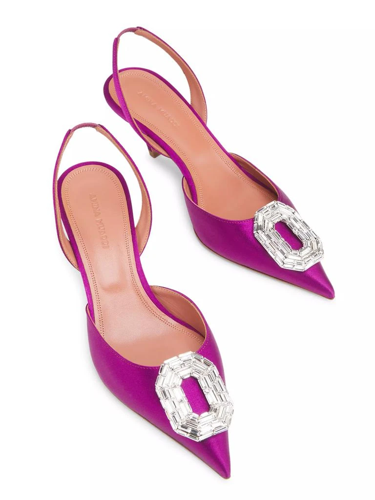 Amina Muaddi Camelia Sling 60MM Satin Pumps 4