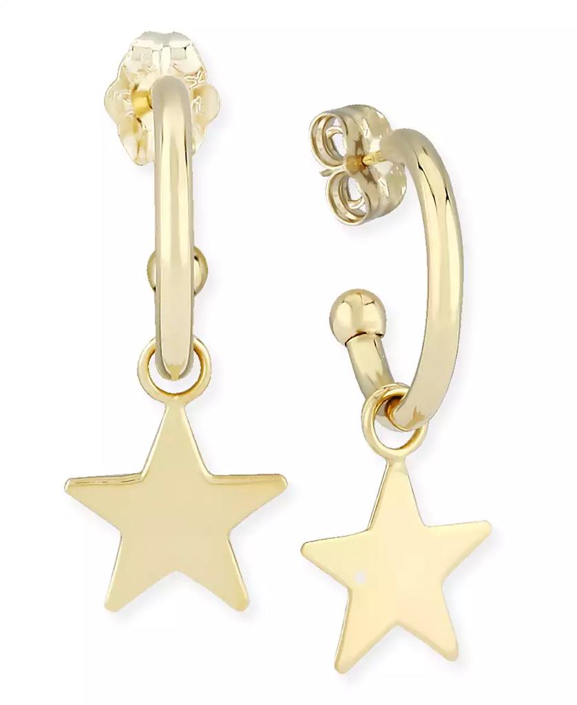 Macy's Dangle Star Hoop Earrings in 14k Yellow Gold