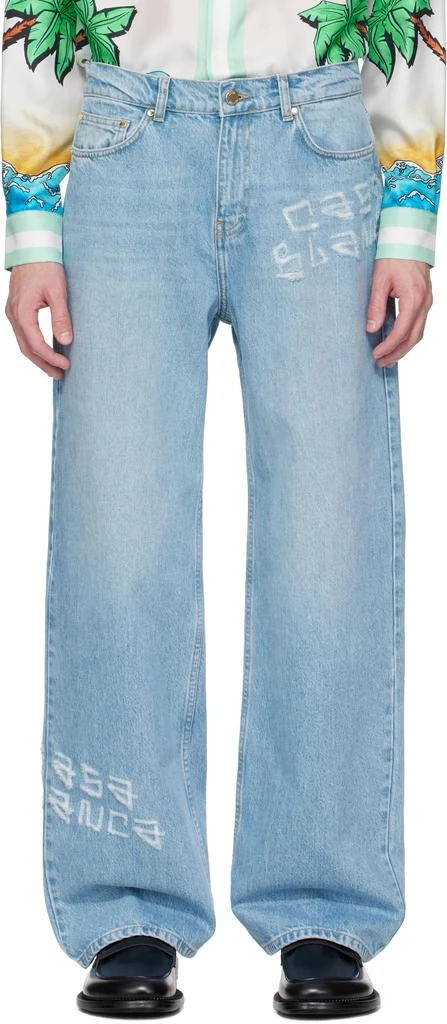 Casablanca Blue Graffiti Distressed Jeans 1