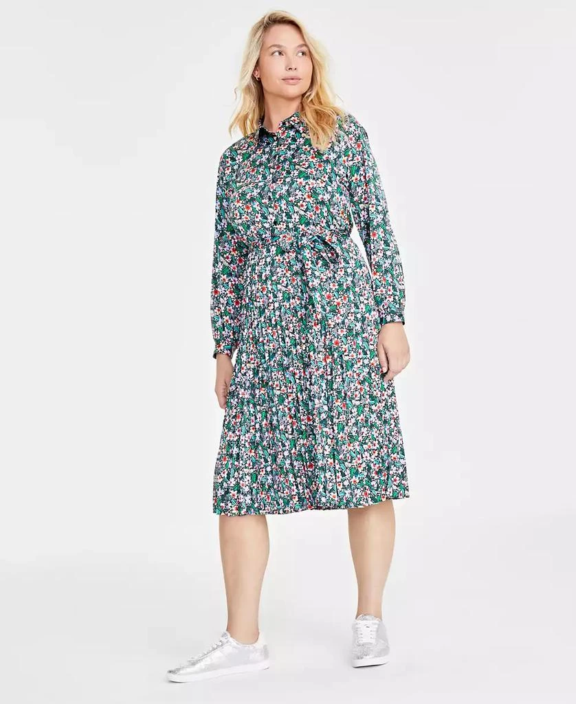 On 34th Women's Long-Sleeve Pleated Shirtdress, Created for Macy's 1