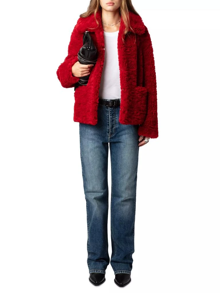 ZADIG & VOLTAIRE Fred Soft Curly Faux Fur Coat 2