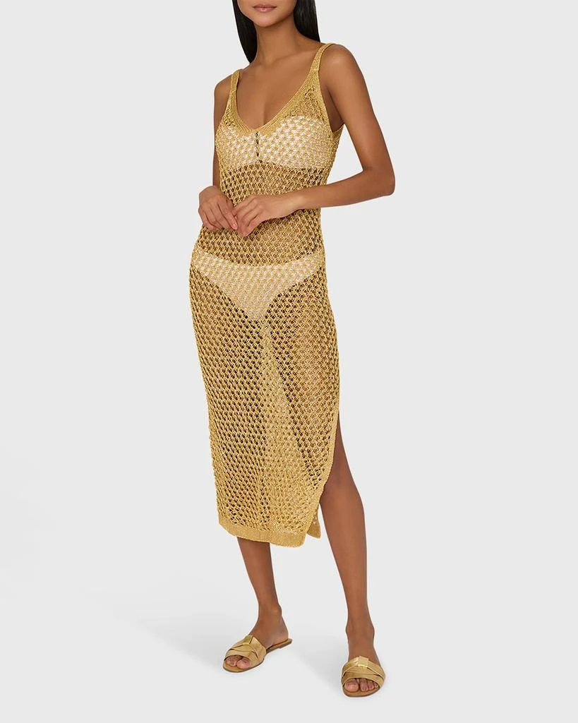 Milly Cabana Metallic Mesh Midi Dress 4