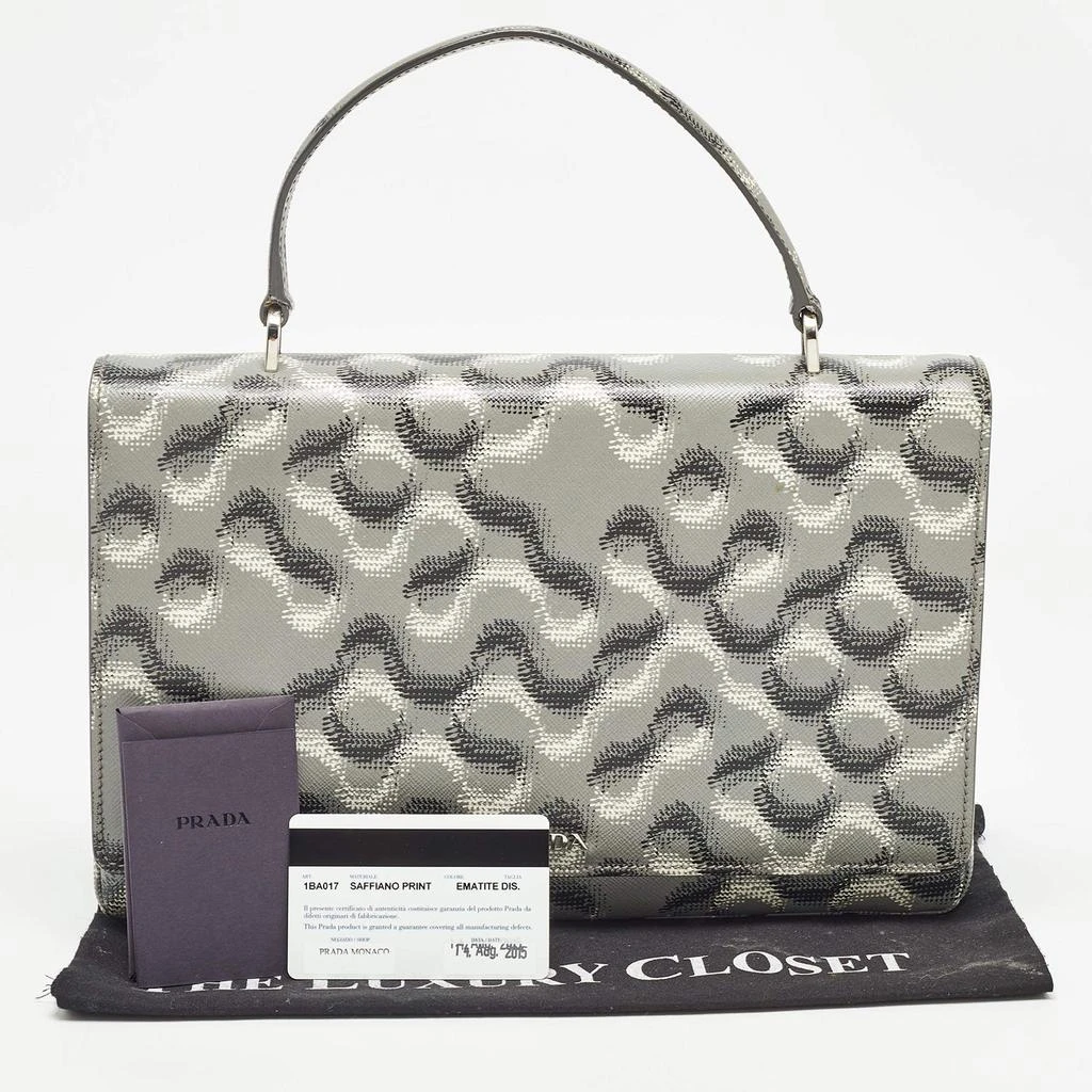 Prada Prada Grey Molecule Print Leather Flap Top Handle Bag 16