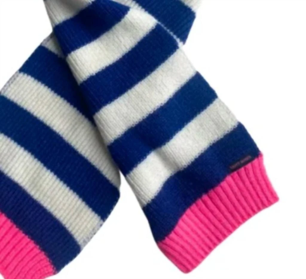 Saint James Sarrans Scarf In White/blue/|Neon Pink 2