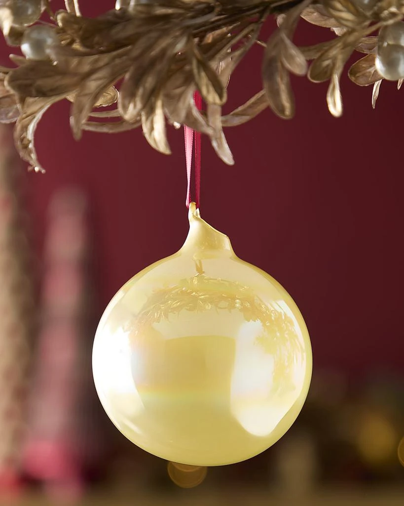 Jim Marvin Light Gold Pearl Glass Ball Christmas Ornament 1