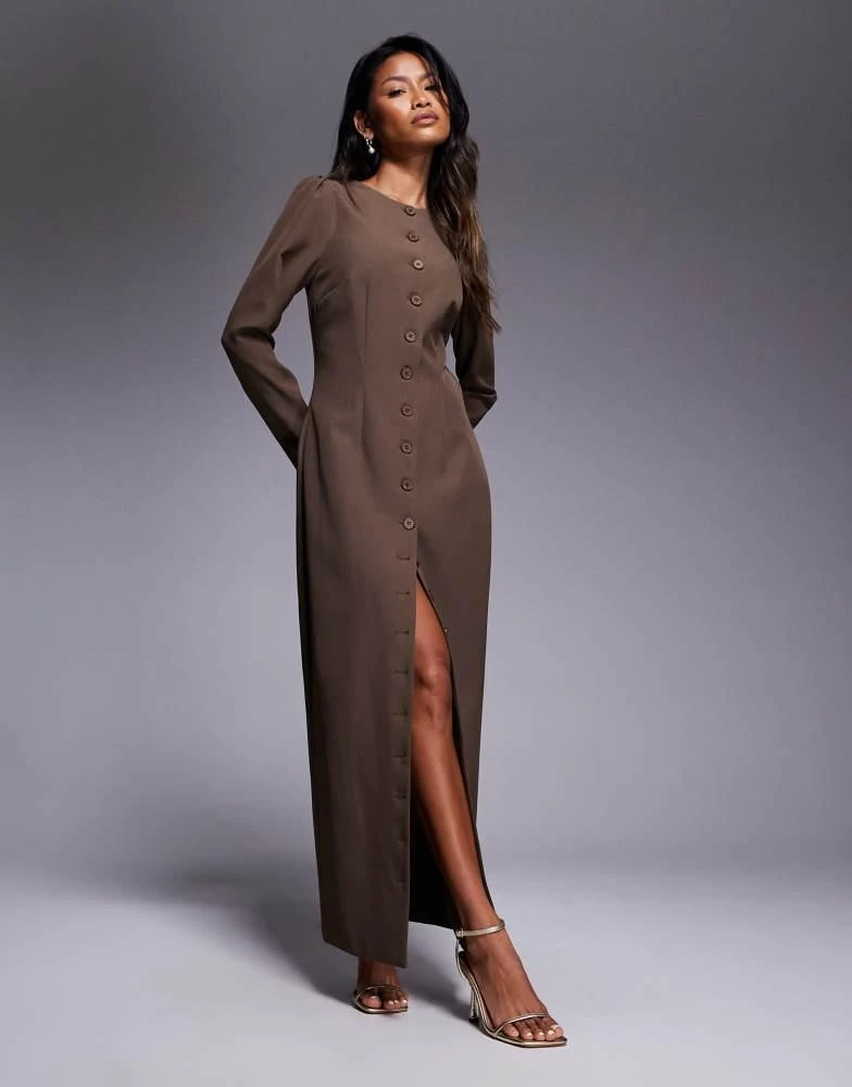 chinese dress ladies Sybe Long Sleeve Mini Dress in Bitter Chocolate main image 1