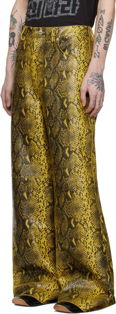 LU'U DAN Black & Yellow 'Year of the Snake' Phat Leather Pants 4