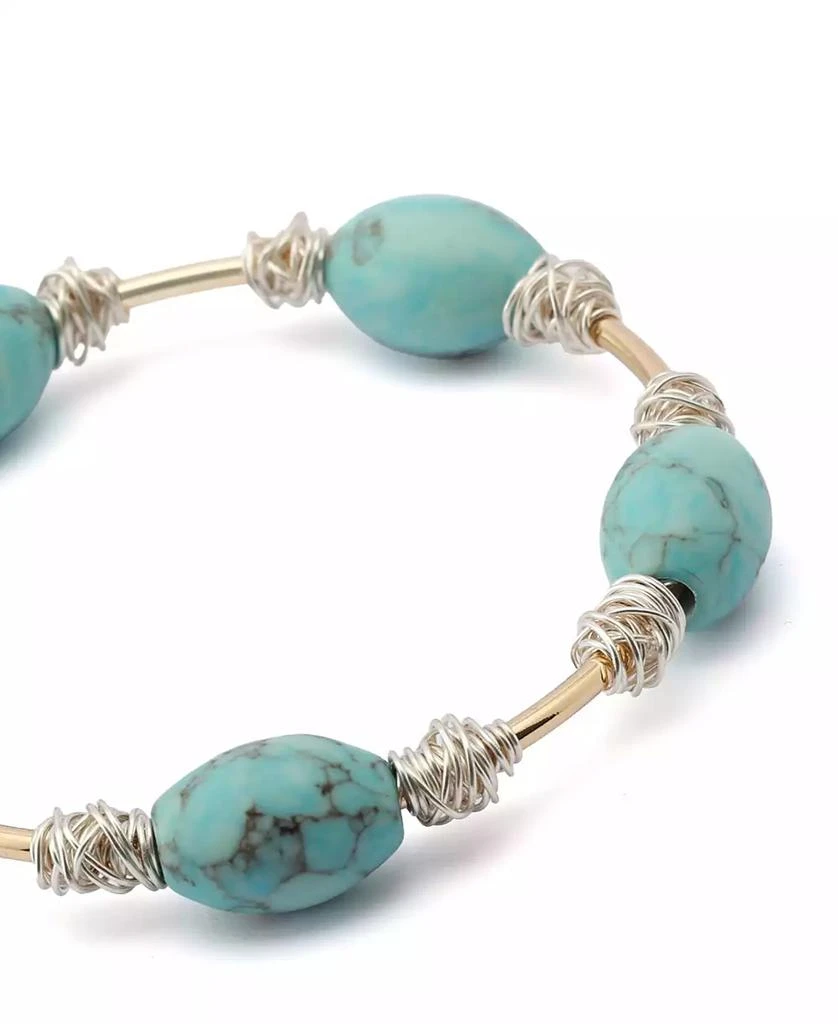 Robert Lee Morris Turquoise Stone Bead Wire Bangle Bracelet 3