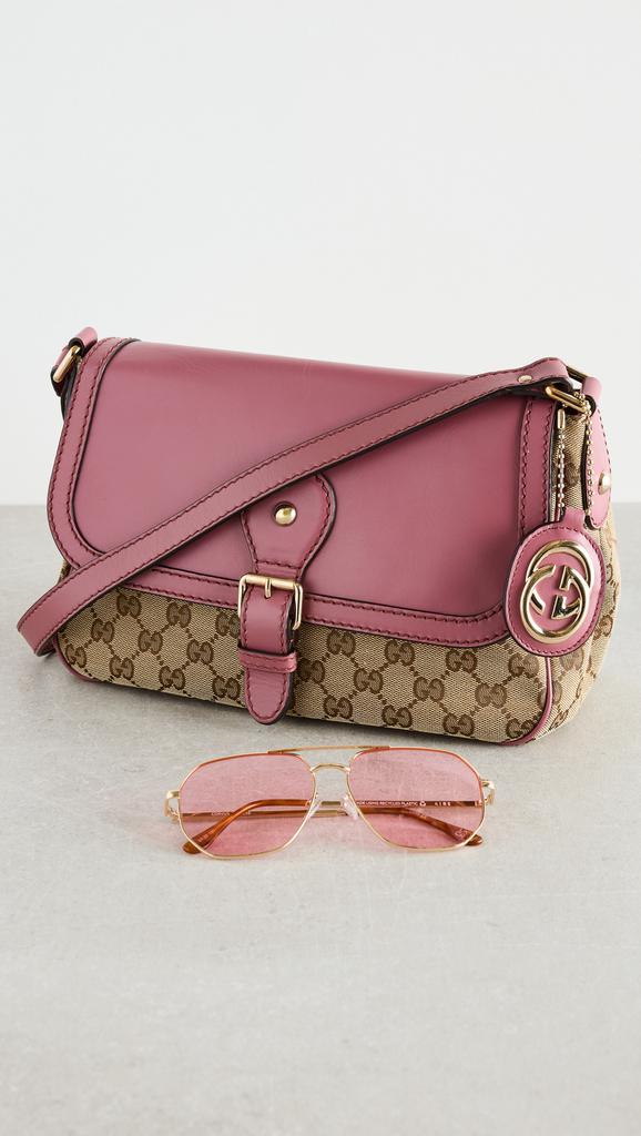 Shopbop Archive Gucci Buckle Flap Shoulder Bag, GG Canvas