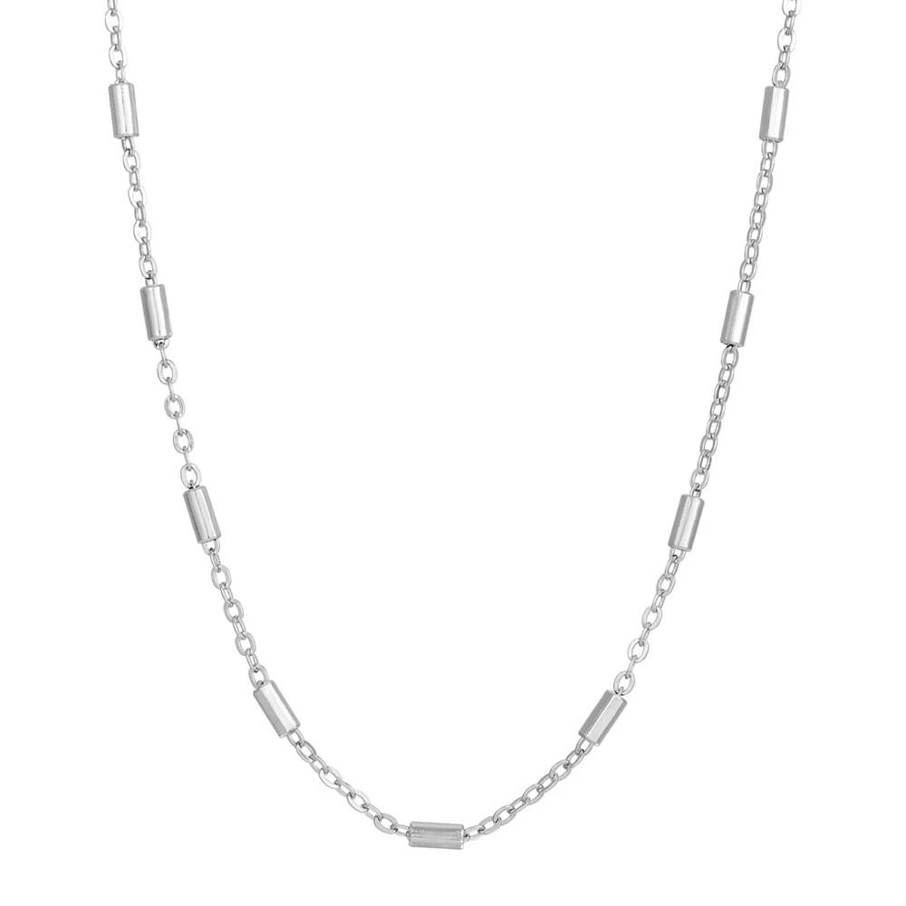 2028 Silver-Tone Tube Shaped Designer Chain Necklace 1