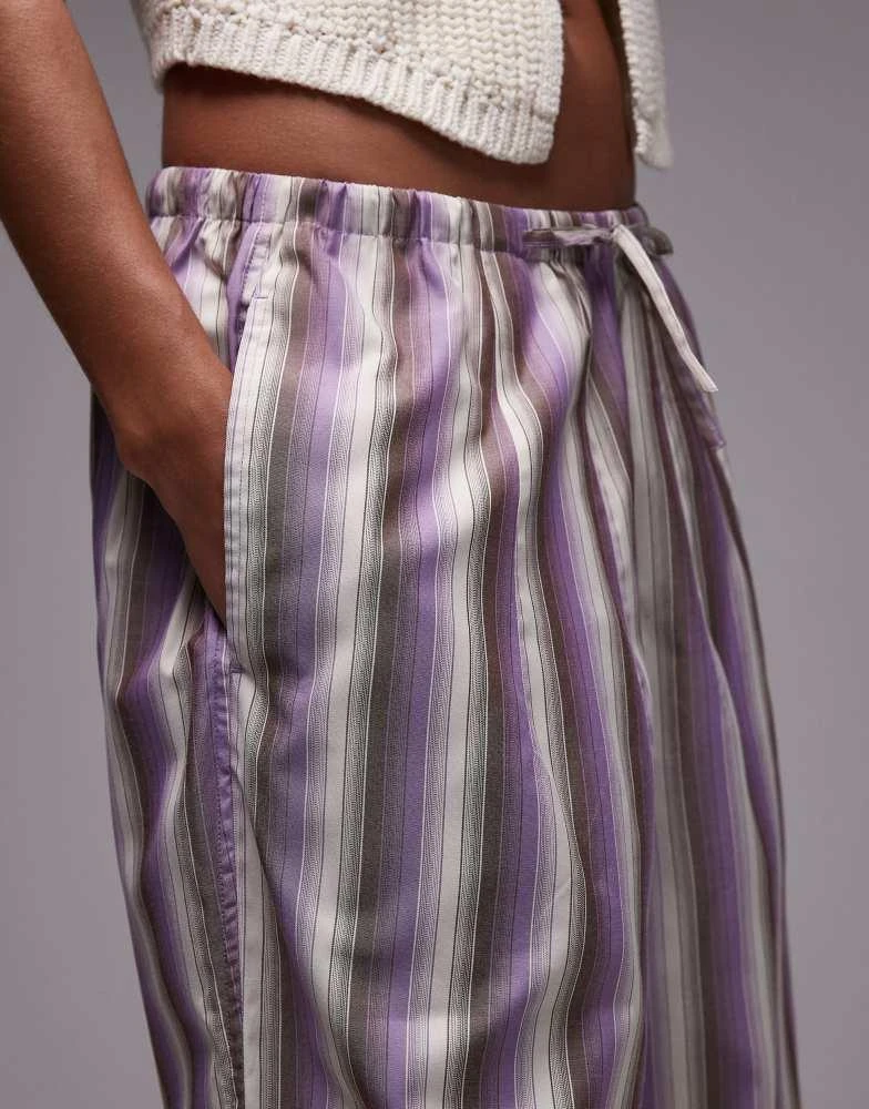 Topshop poplin stripe straight leg trouser in purple – On Sale Now