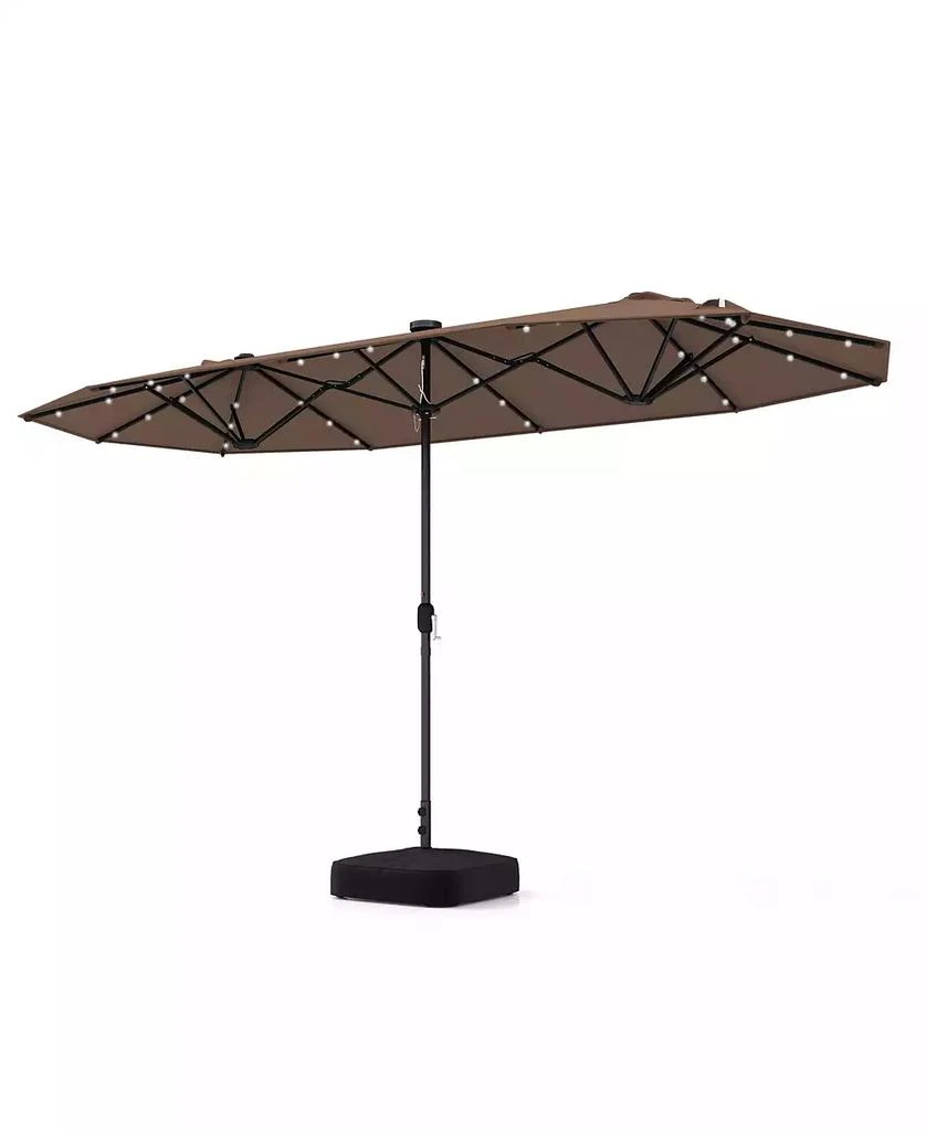 GOUUN 13FT Double-sided Patio Umbrella with Solar Lights for Garden Pool Backyard