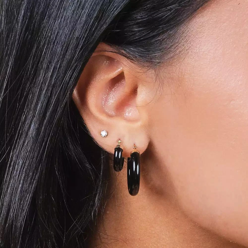 The Lovery Onyx Hoop Earrings 15 millimeters 3