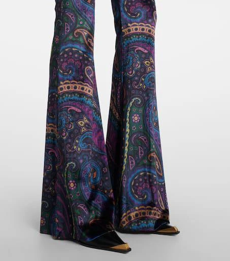 ETRO Printed high-rise velvet flared pants 5