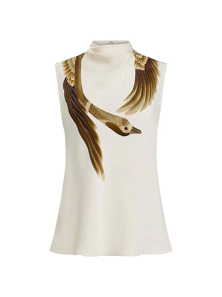 Altuzarra Arlie Goose Print Sleeveless Silk Top