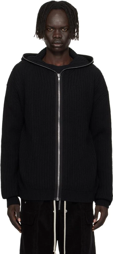 Rick Owens Black Concordians Zipped Hoodie 1