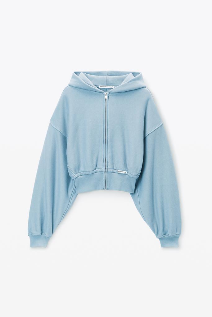 Alexander Wang Light Blue Cropped Zip-Up Hoodie