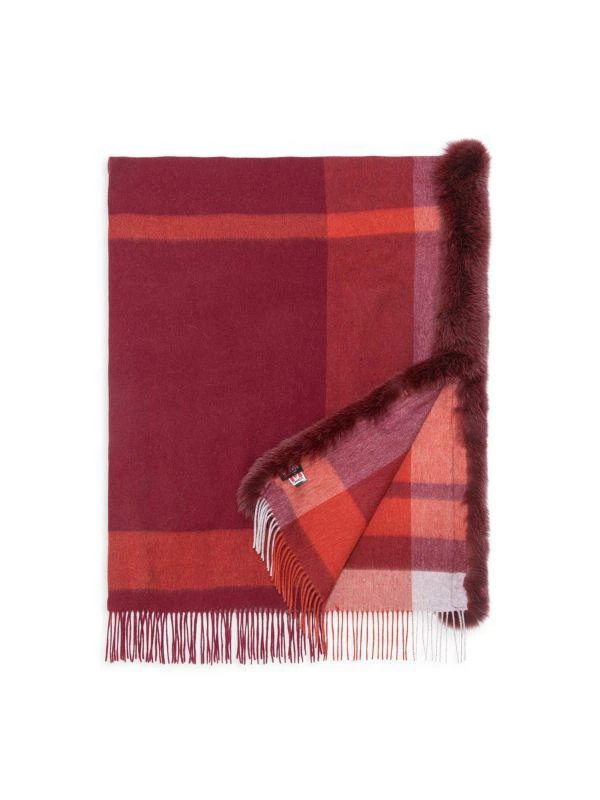 WOLFIE FURS Made For Generations™ Plaid Shearling Trim Ruana 1