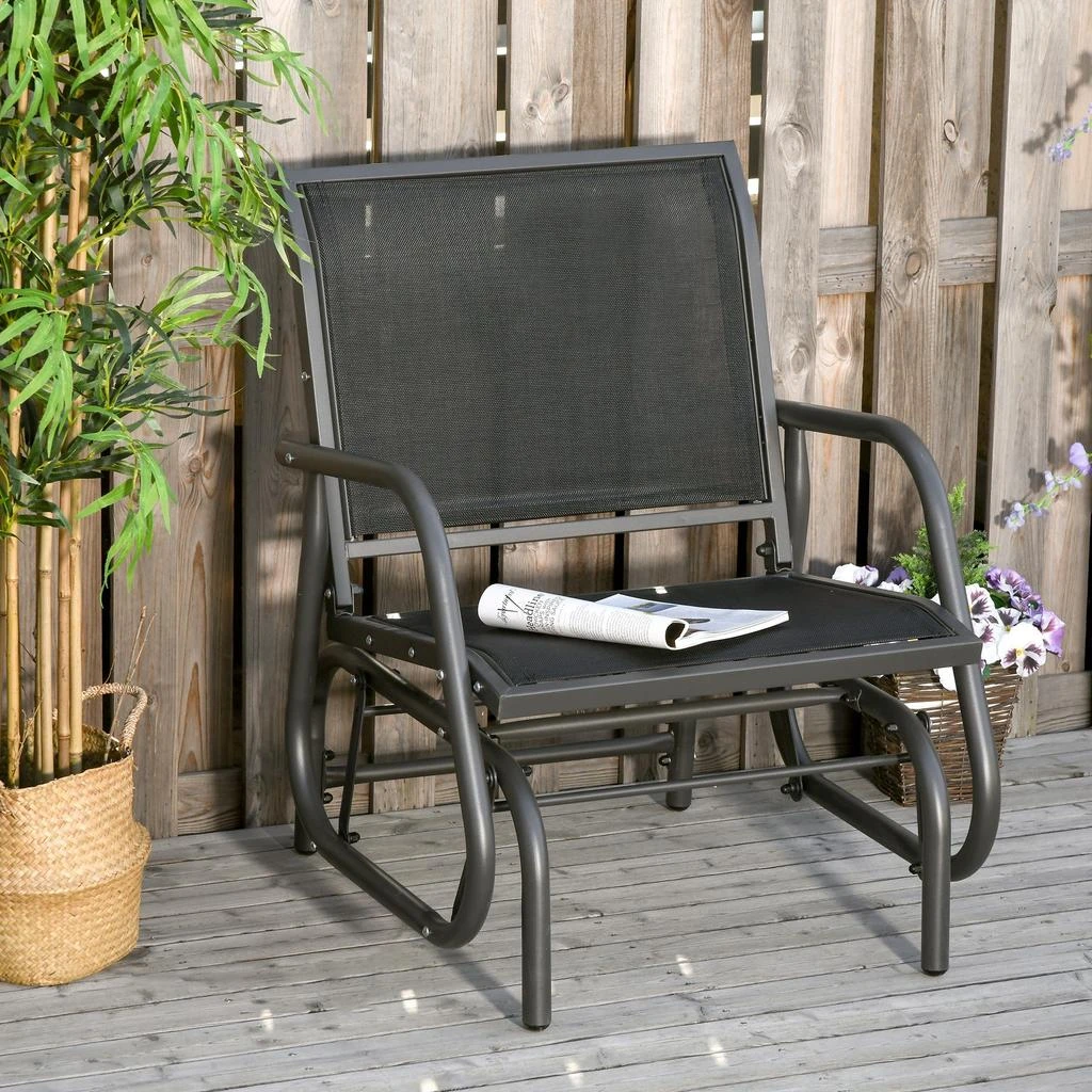 Hivvago Outdoor Steel Glider Chair with Curved Armrests 2
