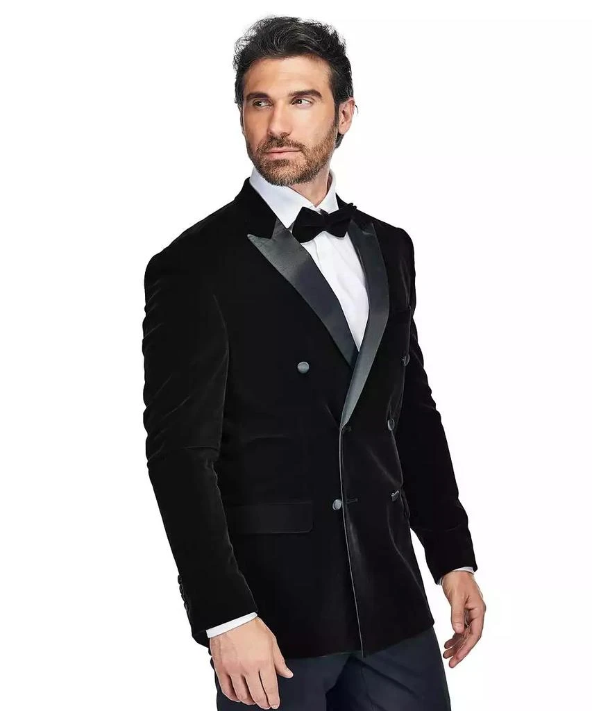 Gino Vitale Men's 2 Piece Double Breasted Velvet Birdseye Lapel Slim Fit Tuxedo 7