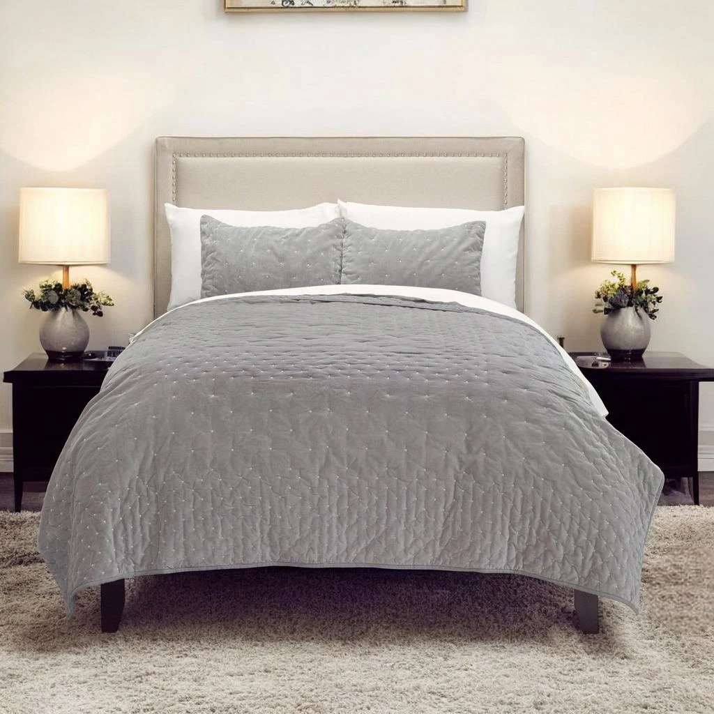 Hivvago Gray Polka Dots King Quilt 2