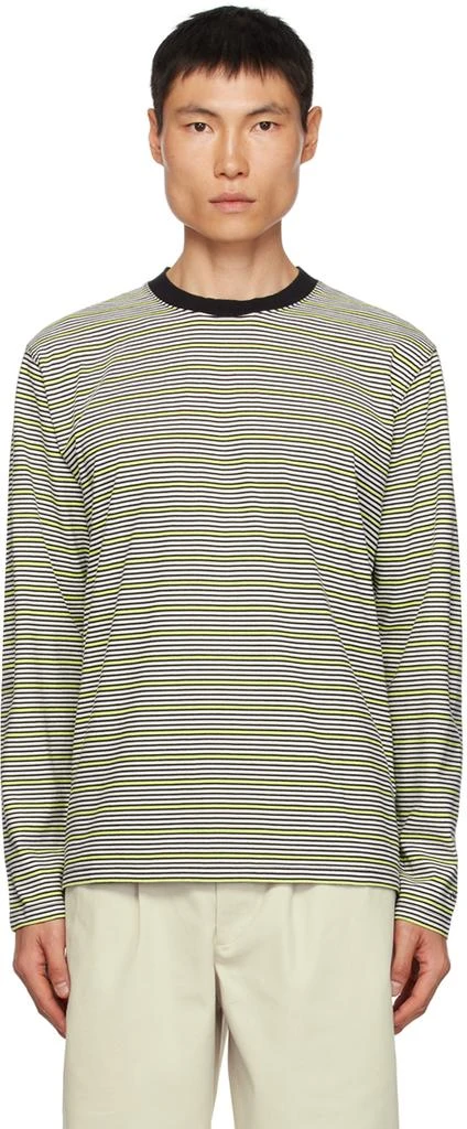 Noah Black & Green Striped Long Sleeve T-Shirt 1