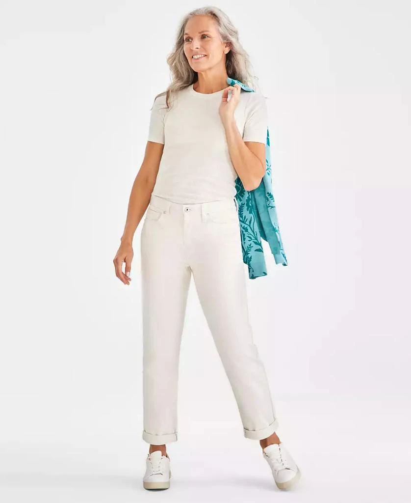 Style & Co Petite Mid-Rise Cuffed Girlfriend Jeans, Exclusively at Macy's 1