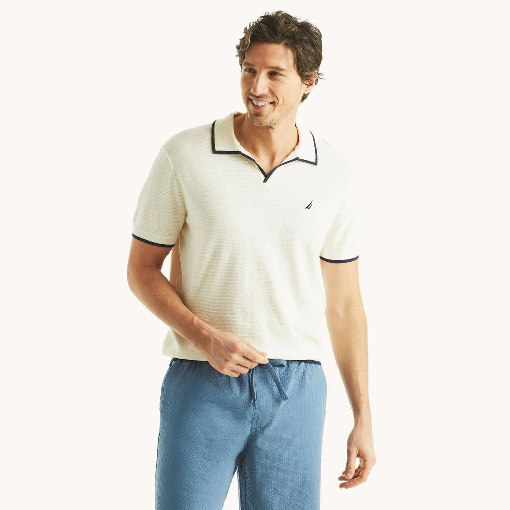 Nautica Mens Tipped Textured Sweater Polo 2
