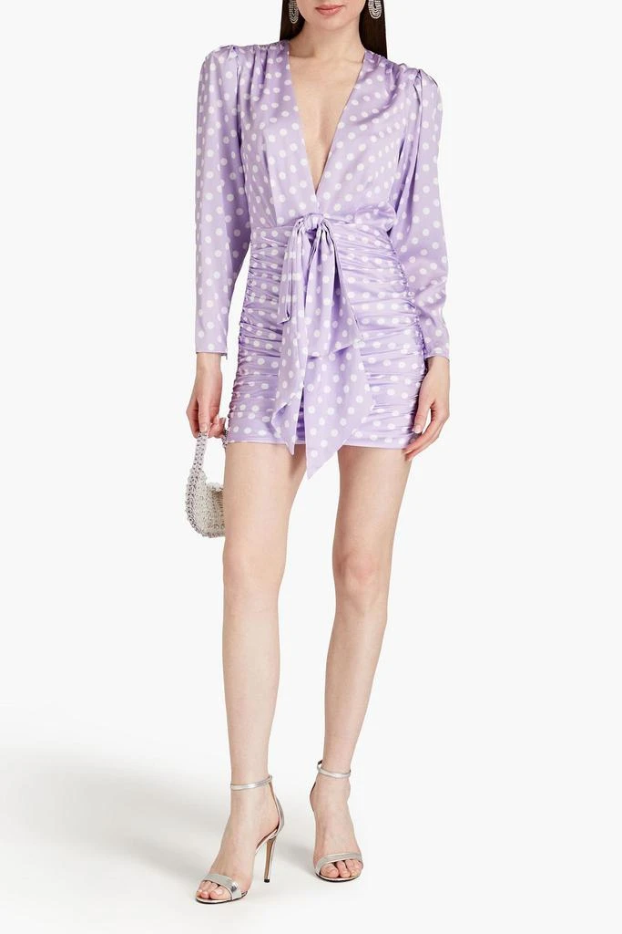 Ronny Kobo Lyric ruched polka-dot satin mini dress 2