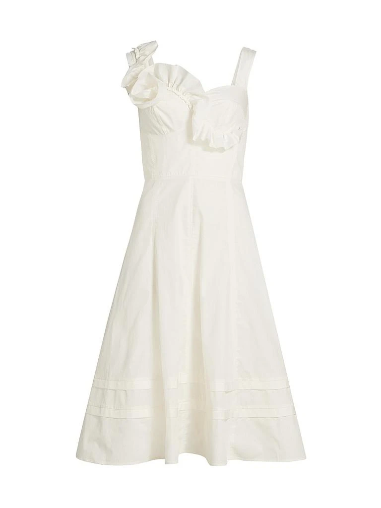 Marchesa Rosa Cotton Ruffled Sweetheart Midi-Dress 1