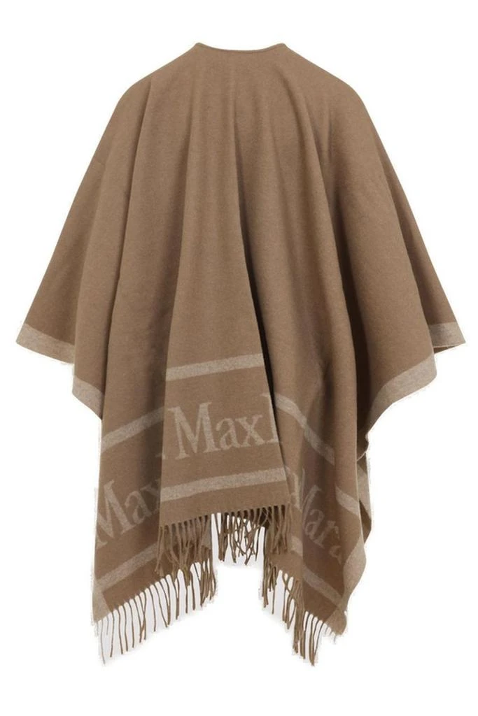 Max Mara Max Mara Logo Detailed Fringed Knit Cape 2