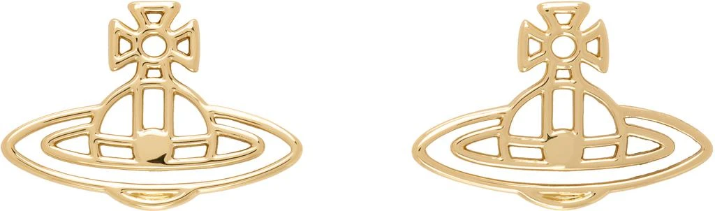 Vivienne Westwood Gold Thin Lines Flat Orb Stud Earrings 1