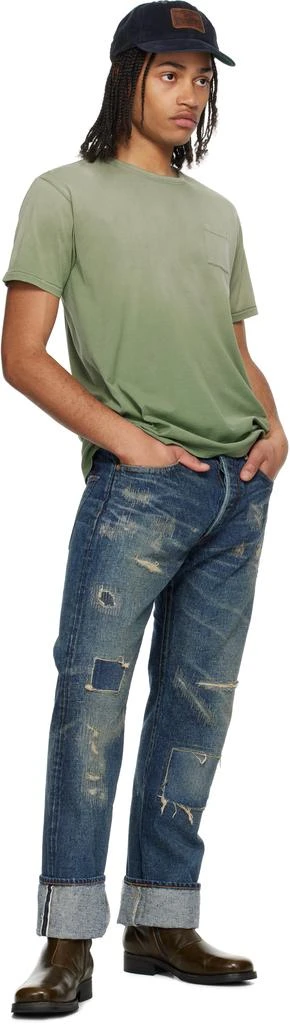 RRL Green Garment-Dyed Pocket T-shirt 4