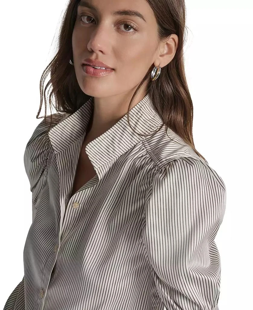 DKNY Women's Stand Collar Puff-Sleeve Shirt 4