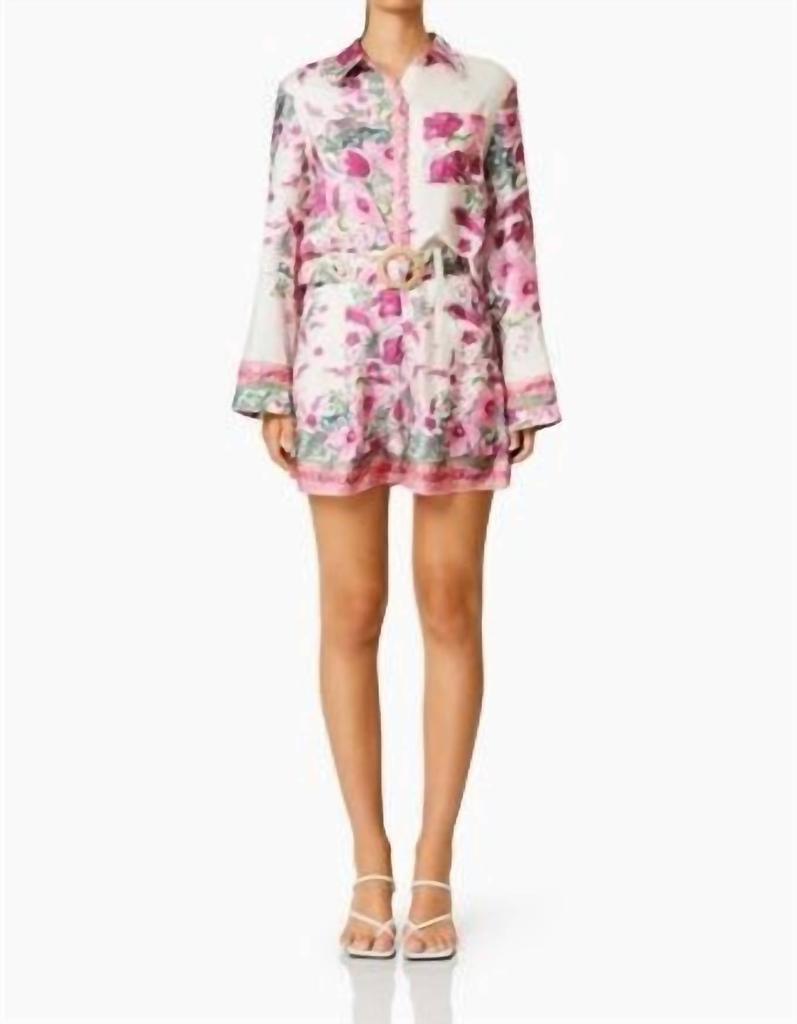 Elliatt Elliatt - Poolside Collared Long Sleeve Top And Short Set