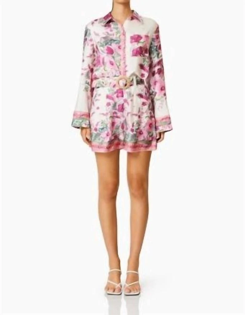 Elliatt Elliatt - Poolside Collared Long Sleeve Top And Short Set 1
