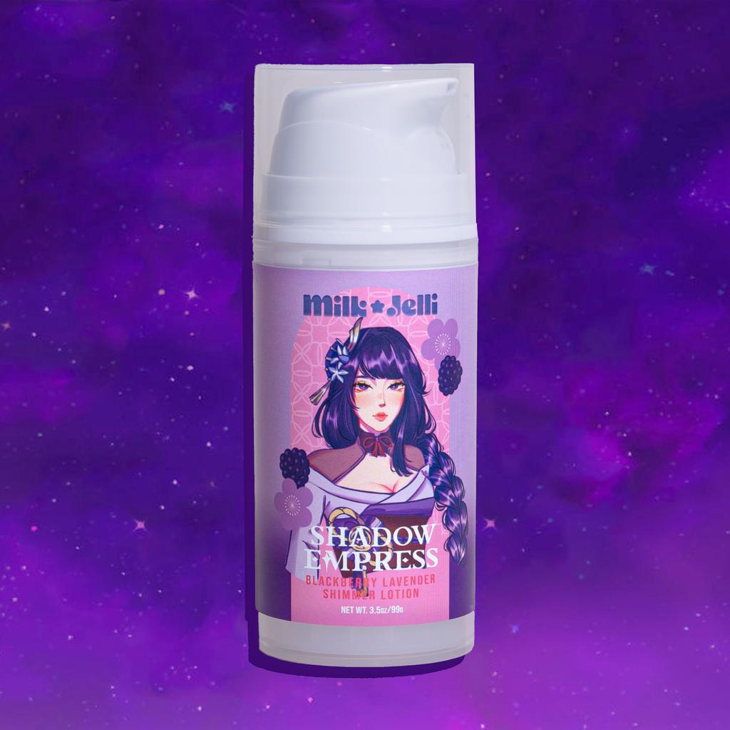 Camille Beckman Genshin Impact Shadow Empress Blackberry Lavender Shimmer Lotion