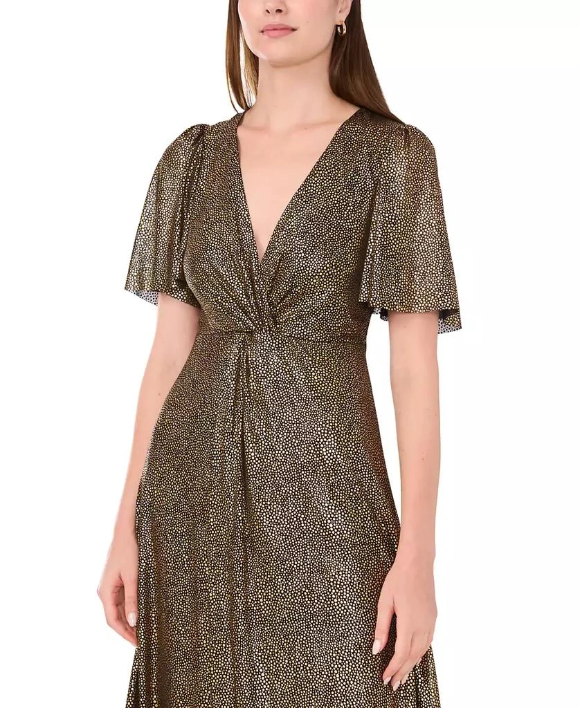 MSK Women's Metallic V-Neck Flutter-Sleeve Gown 3