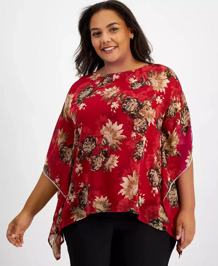 JM Collection Plus Size Embellished Chiffon Poncho, Exclusively at Macy's 1