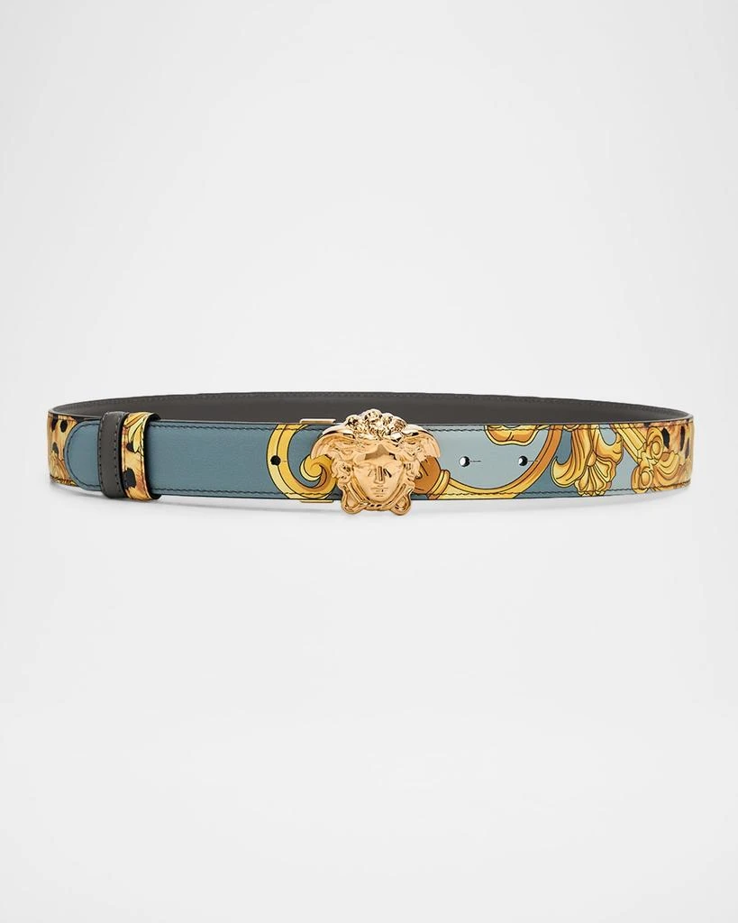 Versace Cheetah Foulard La Medusa Leather Belt