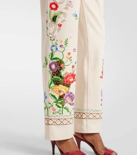 Valentino High-rise floral embroidered straight jeans 5