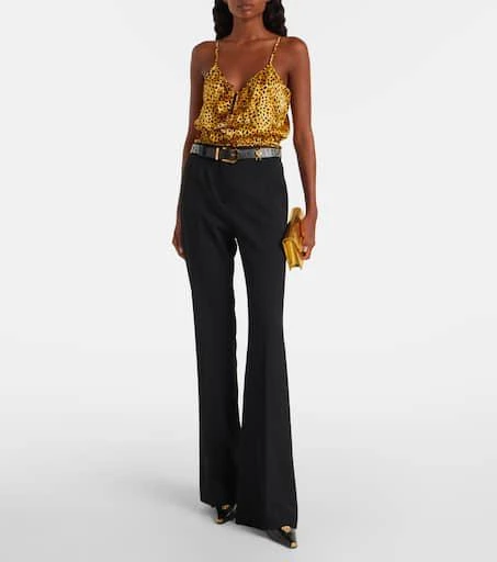 Versace Leopard-print silk satin bodysuit 2