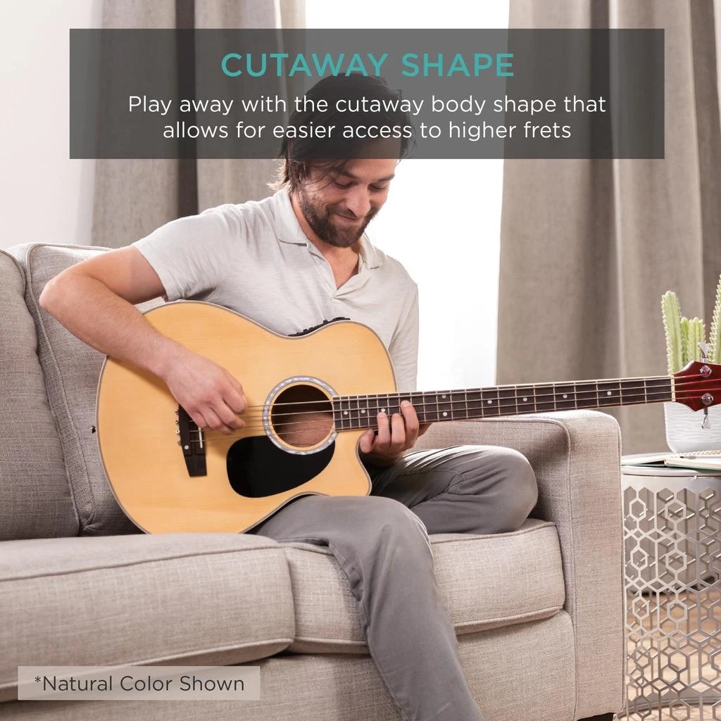 Best Choice Products 22-Fret Full Size Acoustic Electric Bass Guitar w/ 4-Band Equalizer, Truss Rod 6