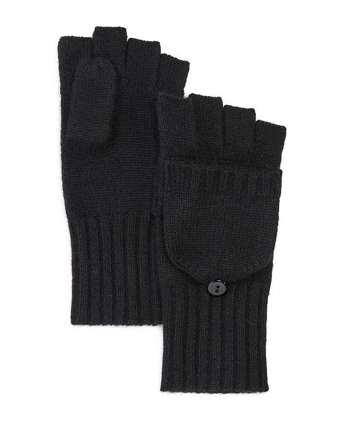 C by Bloomingdale's Cashmere Ribbed Knit Cashmere Pop Top Mittens - Exclusive 1