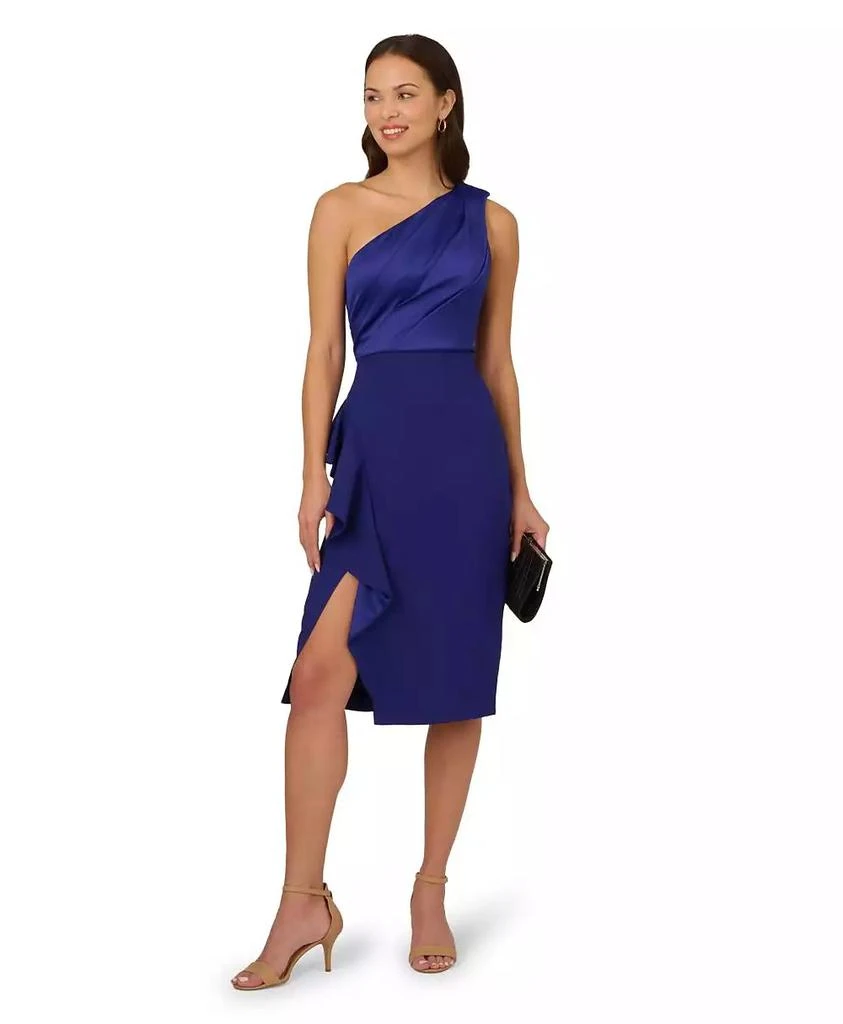 Adrianna Papell Women's One-Shoulder Satin Sheath Dress 1