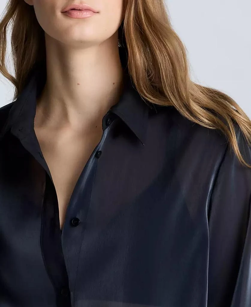 Kenneth Cole Women's Sheer Oversized Tunic Shirt 4
