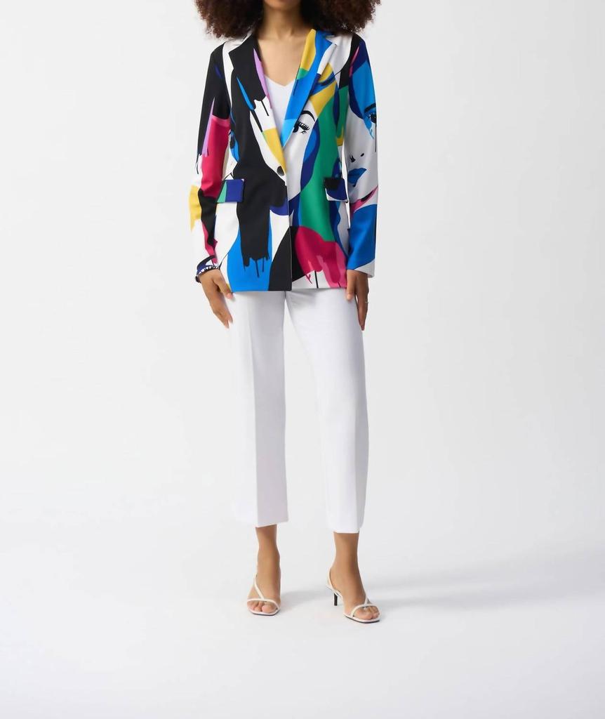 JOSEPH RIBKOFF Joseph Ribkoff - Face Print Color Block Blazer Jacket