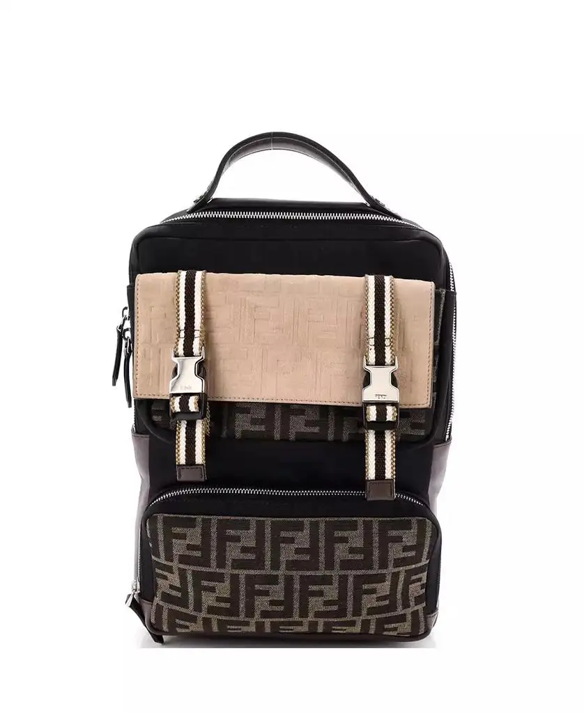 Fendi Zucca Black Silver Nylon Leather Backpack Fendi Zucca Nylon Backpack - Black Backpacks, Handbags  main image 4
