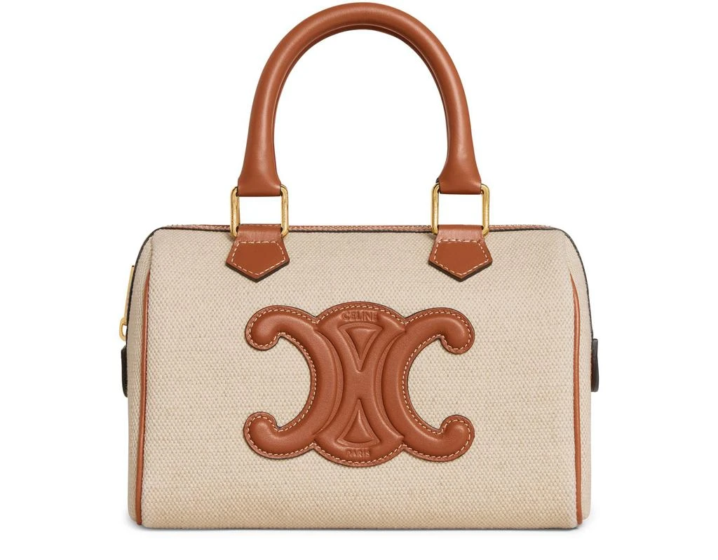 CELINE Small Boston cuir Triomphe in textile and calfskin 1